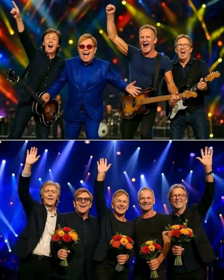 JUST IN: Paul McCartney, Elton John, Sting, Eric Clapton & More Unite for a Once-in-a-Lifetime “Hey Jude” Performance at Royal Albert Hall — and It Left the World in Tears. No tour. No ego. Just legends on a mission — and one anthem that never gets old. As Paul led the chorus, Elton chimed in on piano, Clapton wept through his guitar, and Sting’s harmony rose like a prayer, the crowd didn’t just sing — they soared. Phones lit up like stars. Grown men cried. The word “magical” suddenly felt too small. This wasn’t a concert. It was a miracle with a melody…